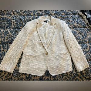 Ann Taylor white and gold woven blazer. Size: 12